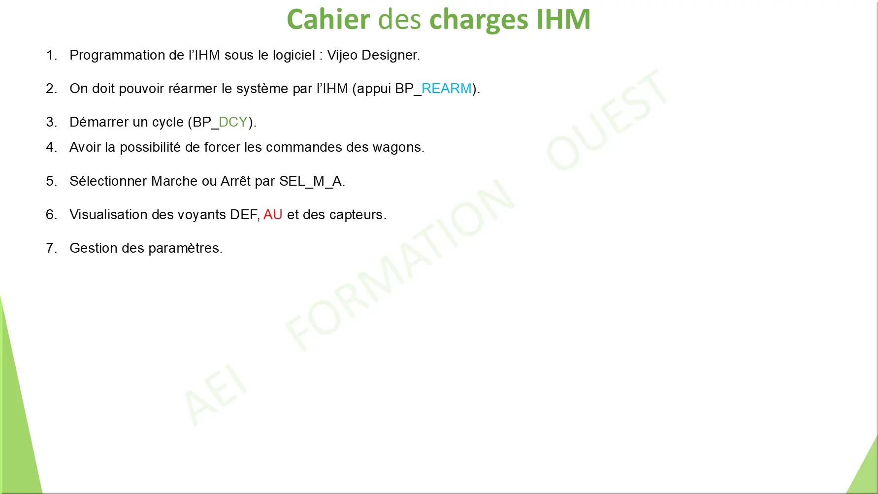 Cahier des charges IHM